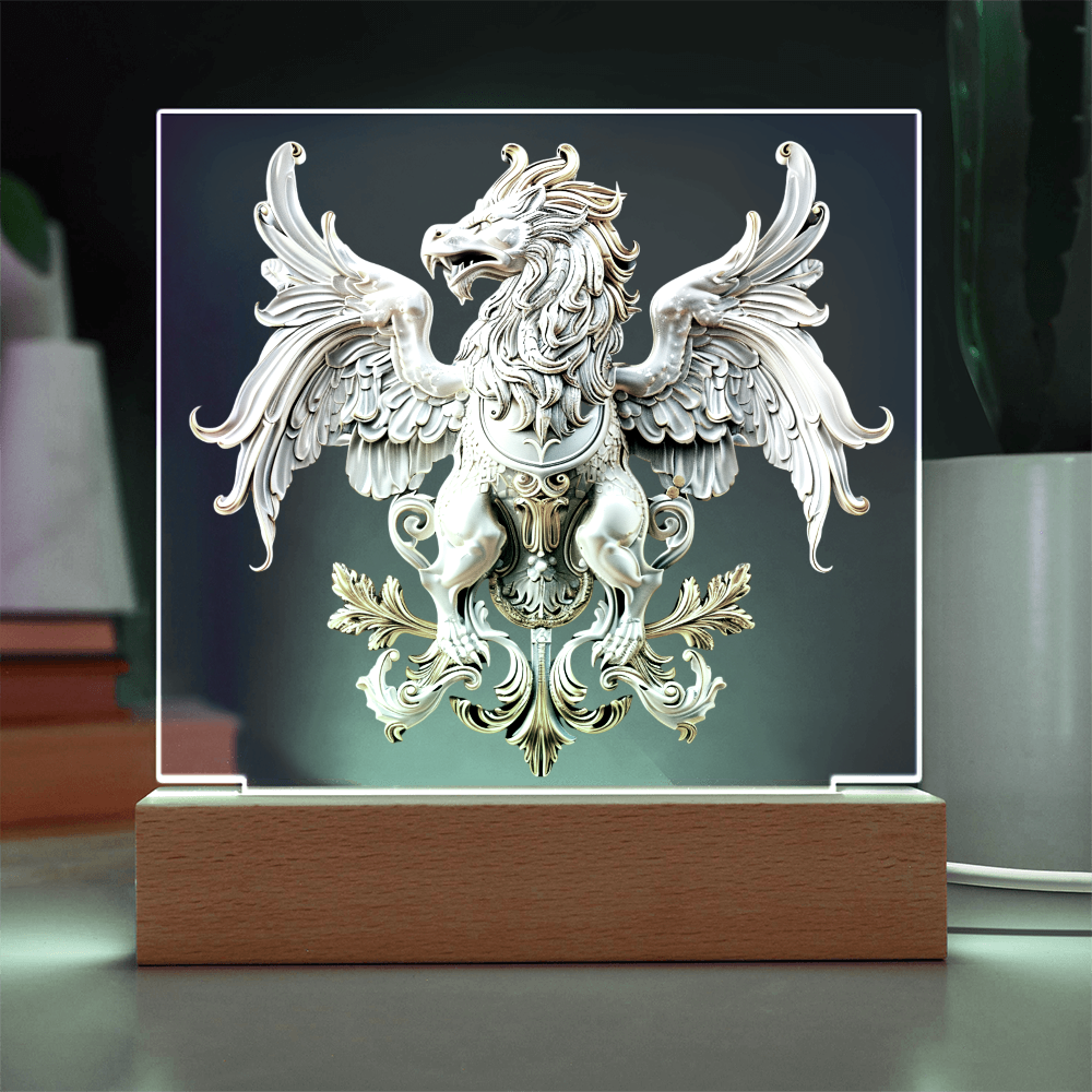 Heraldry Embossed Look Griffin Plaque – Regal Fantasy Light Panel