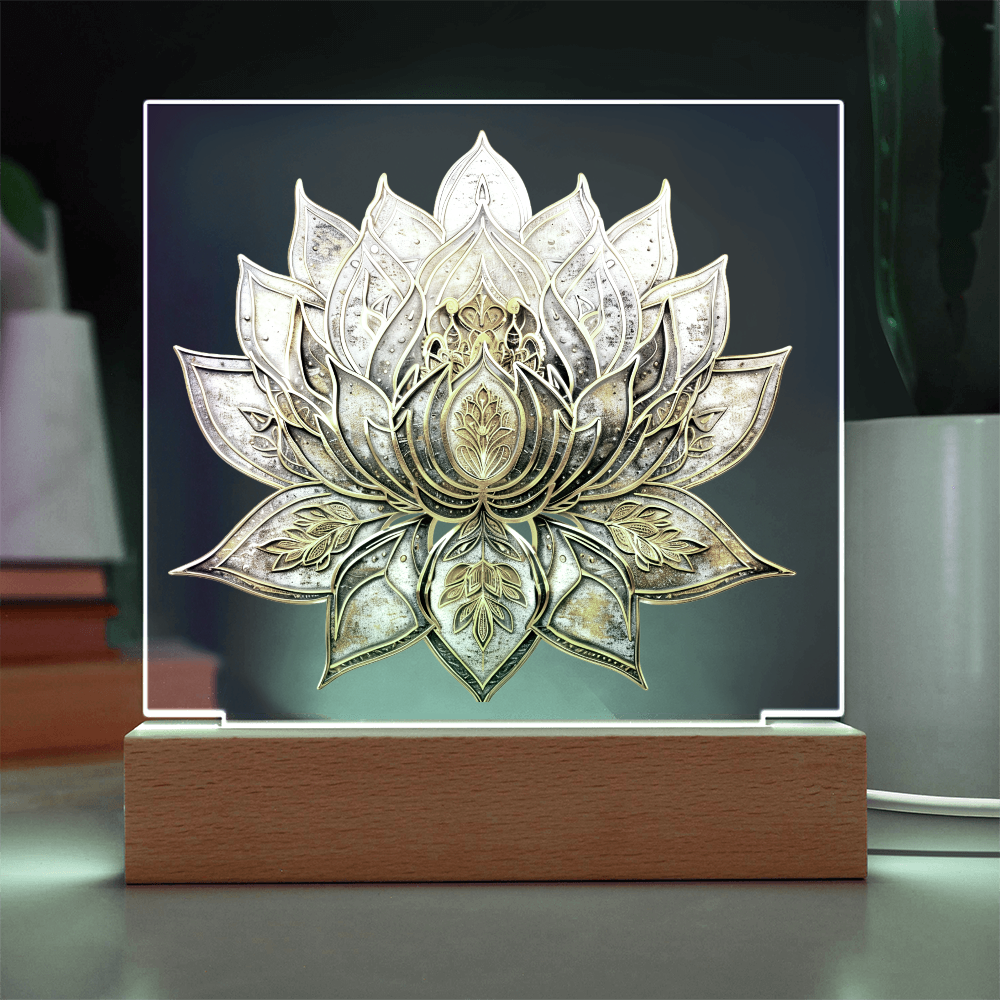 Arcane Embossed Look Lotus Plaque – Mystical Fantasy Light Panel