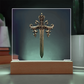 Armory Embossed Look Crowned Sword Plaque – Medieval Fantasy Light Panel