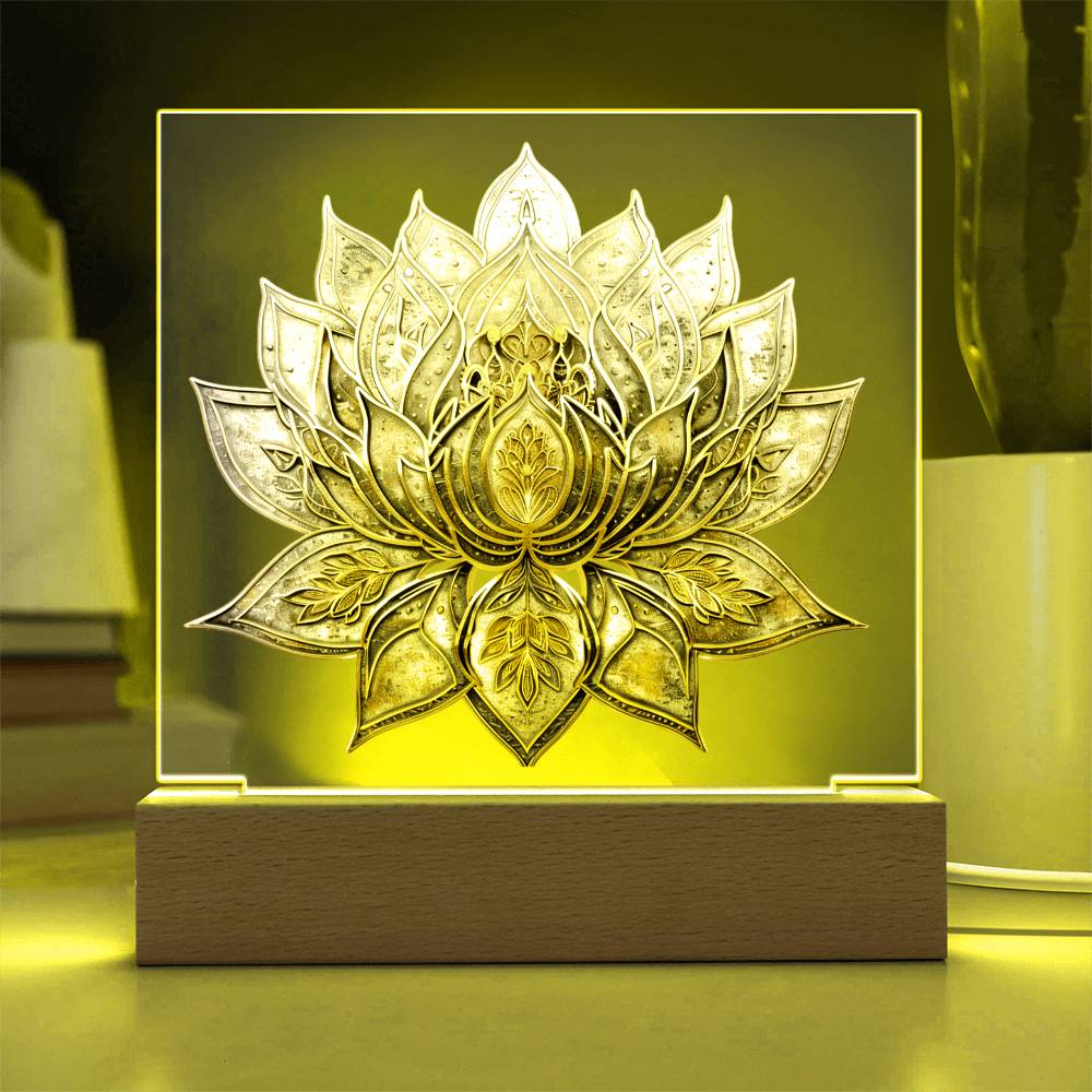 Arcane Embossed Look Lotus Plaque – Mystical Fantasy Light Panel
