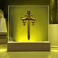Armory Embossed Look Crowned Sword Plaque – Medieval Fantasy Light Panel