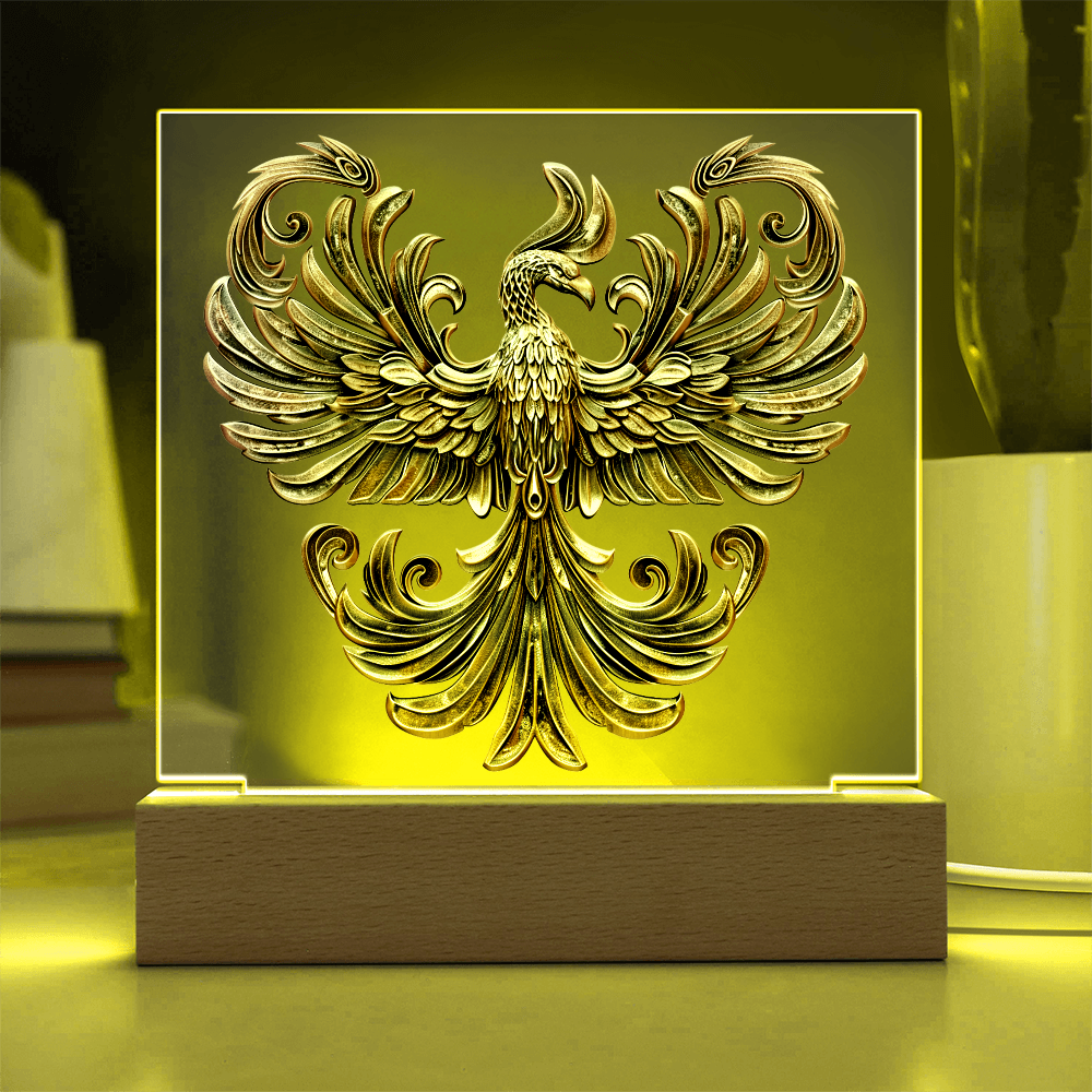 Arcane Embossed Look Phoenix Plaque – Mystical Fantasy Light Panel