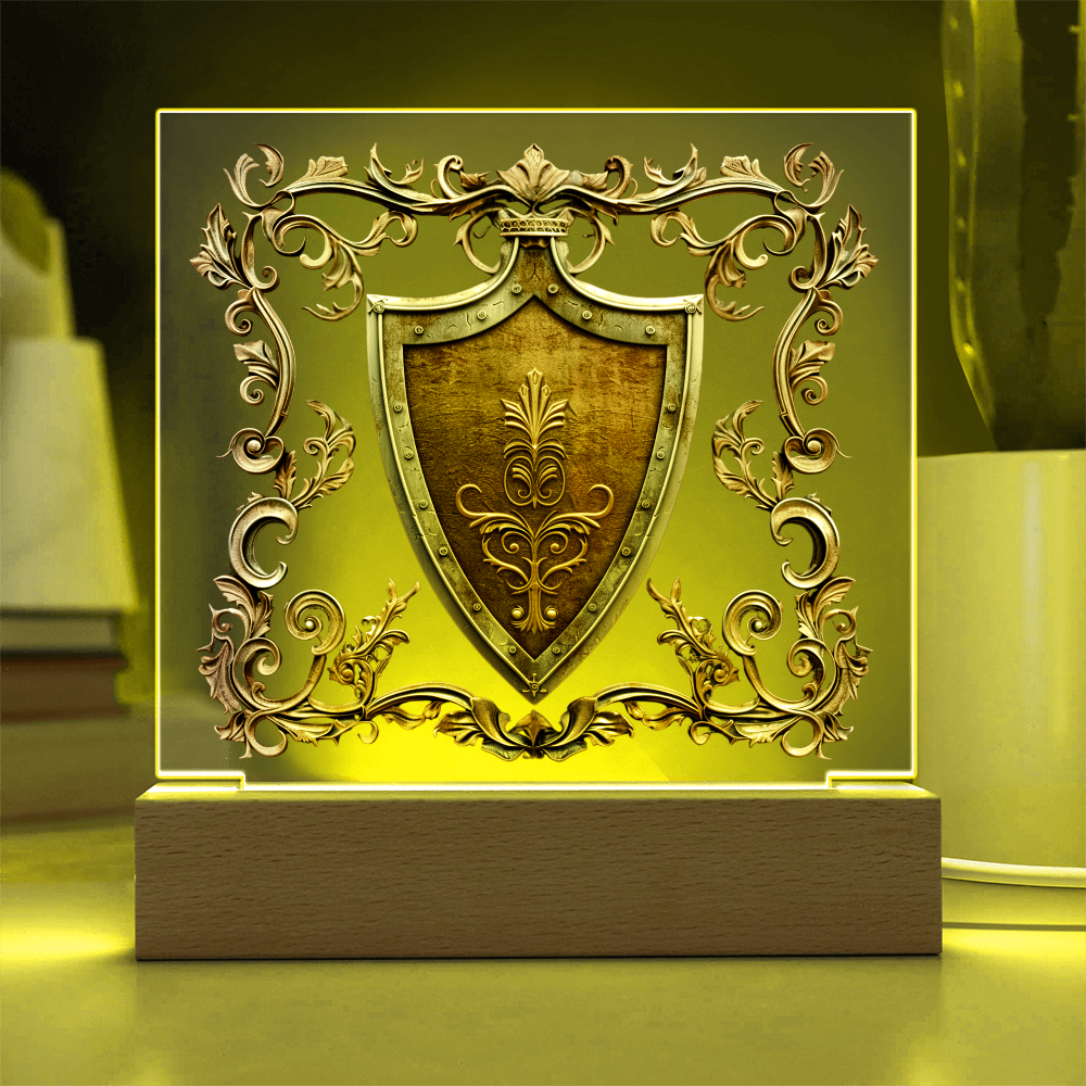 Armory Embossed Look Knight's Shield Plaque – Medieval Fantasy Light Panel