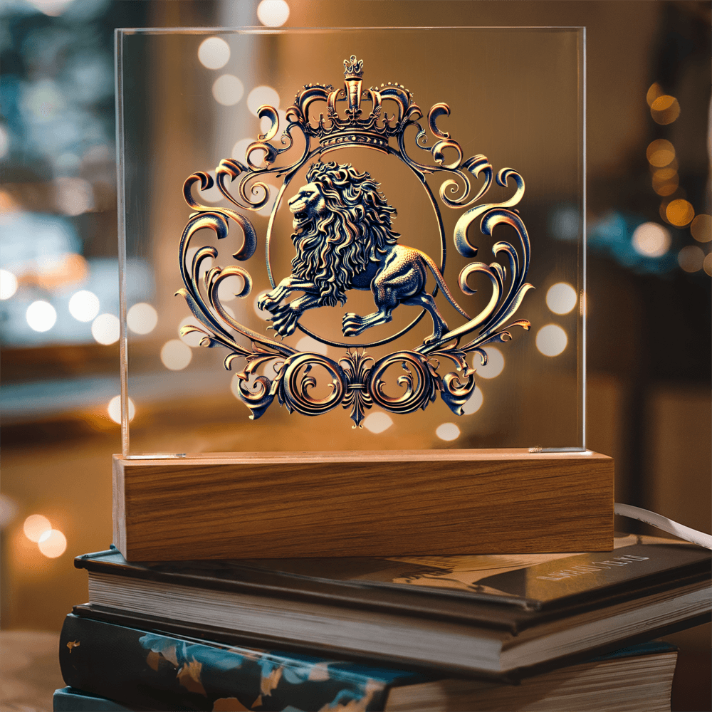 Heraldry Embossed Lion Crest Plaque – Regal Fantasy Light Panel