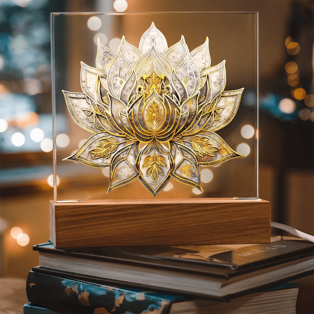 Arcane Embossed Look Lotus Plaque – Mystical Fantasy Light Panel