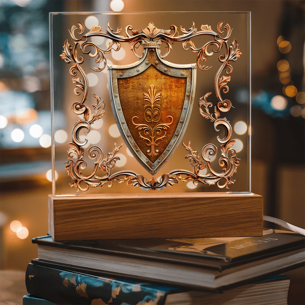 Armory Embossed Look Knight's Shield Plaque – Medieval Fantasy Light Panel