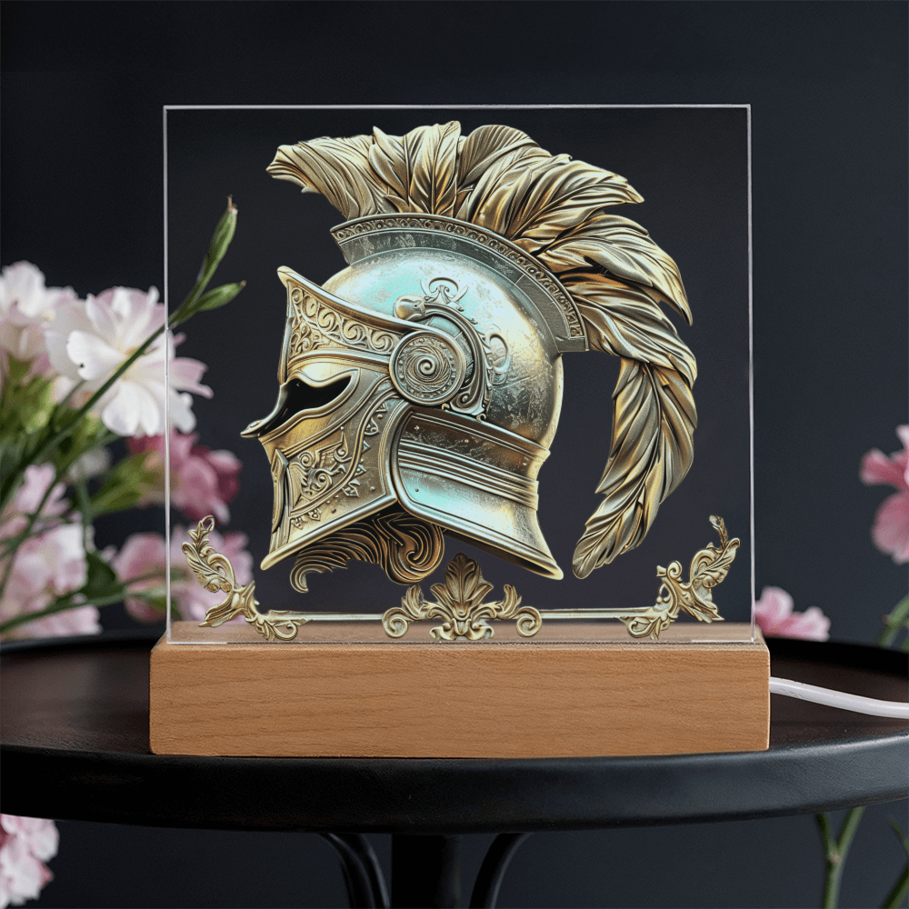 Armory Embossed Look Knight's Helm Plaque – Medieval Fantasy Light Panel