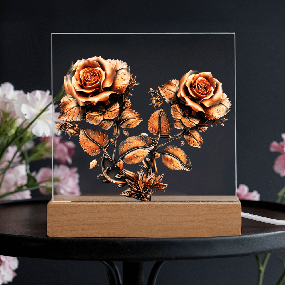 Heraldry Embossed Look Rose Plaque – Mystical Fantasy Light Panel