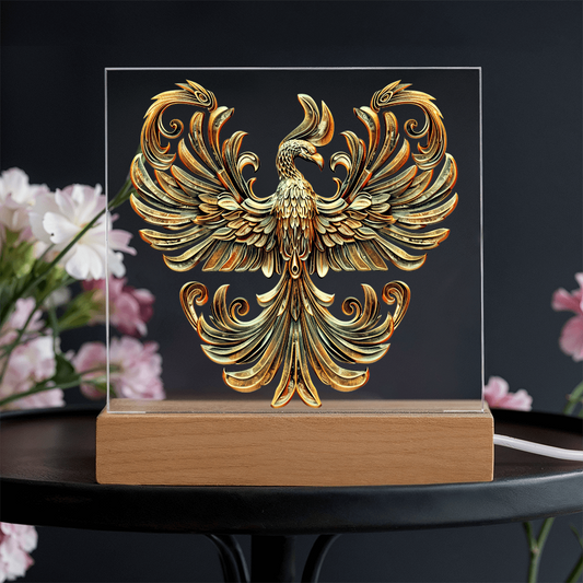 Arcane Embossed Look Phoenix Plaque – Mystical Fantasy Light Panel