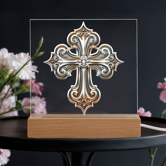 Knight’s Order Embossed Look Cross Plaque – Mystical Fantasy Light Panel