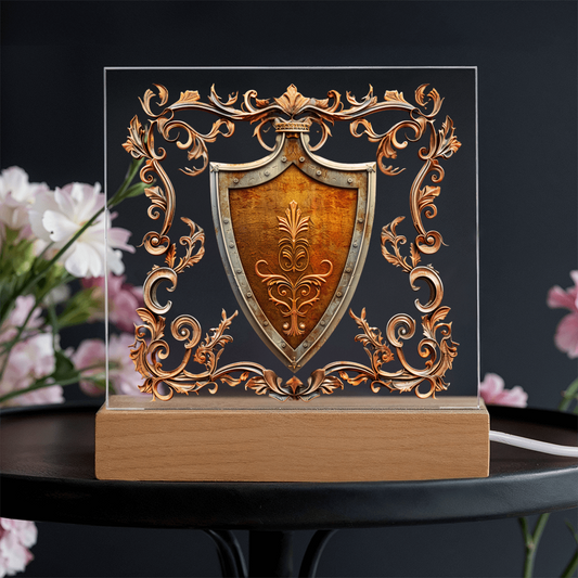 Armory Embossed Look Knight's Shield Plaque – Medieval Fantasy Light Panel