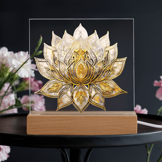 Arcane Embossed Look Lotus Plaque – Mystical Fantasy Light Panel