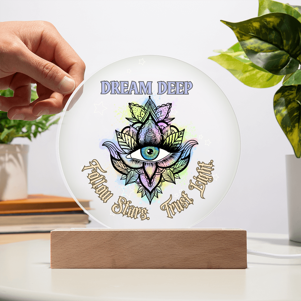 Dream Deep – Follow Stars. Trust Light. | Boho Visionary Acrylic Plaque Gift