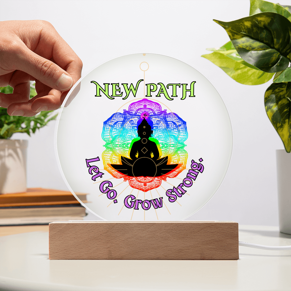 New Path Buddha Plaque – Let Go Grow Strong Rainbow Chakra Decor
