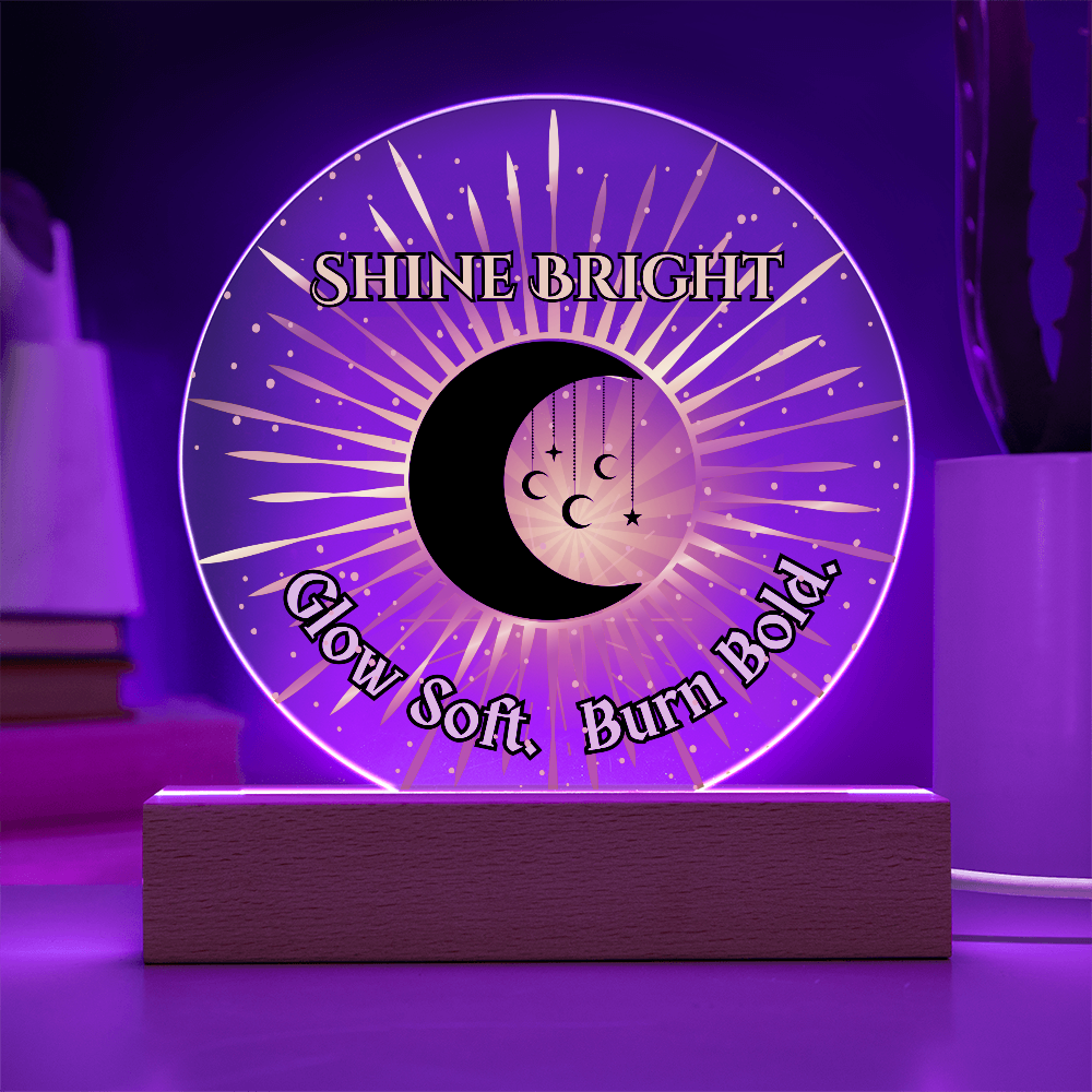 Shine Bright Moon Sun Acrylic Plaque – Celestial Boho Night Light Gift
