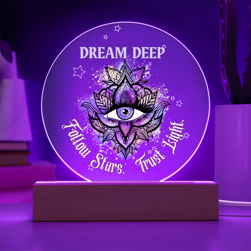 Dream Deep – Follow Stars. Trust Light. | Boho Visionary Acrylic Plaque Gift