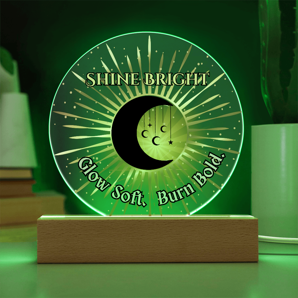 Shine Bright Moon Sun Acrylic Plaque – Celestial Boho Night Light Gift