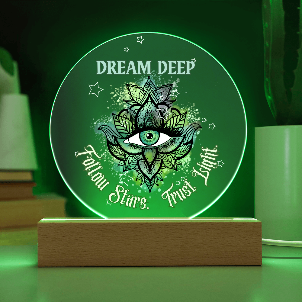 Dream Deep – Follow Stars. Trust Light. | Boho Visionary Acrylic Plaque Gift