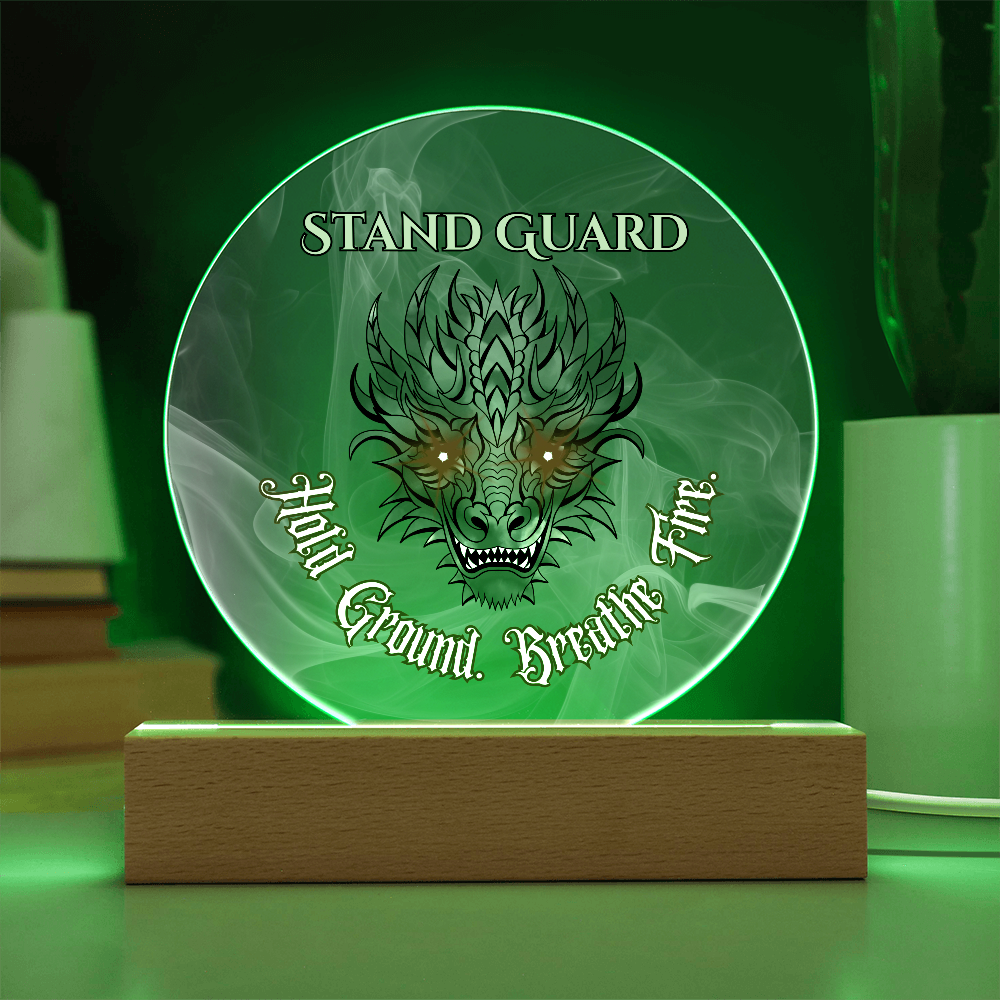Stand Guard Dragon Plaque – Hold Ground Breathe Fire Acrylic Decor