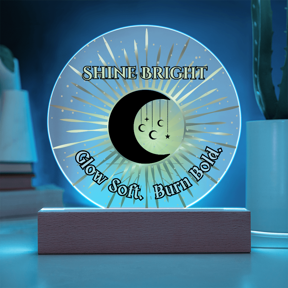 Shine Bright Moon Sun Acrylic Plaque – Celestial Boho Night Light Gift