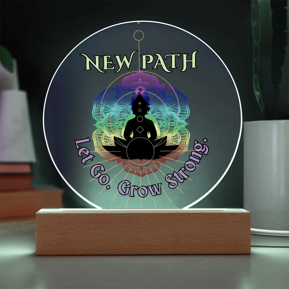 New Path Buddha Plaque – Let Go Grow Strong Rainbow Chakra Decor