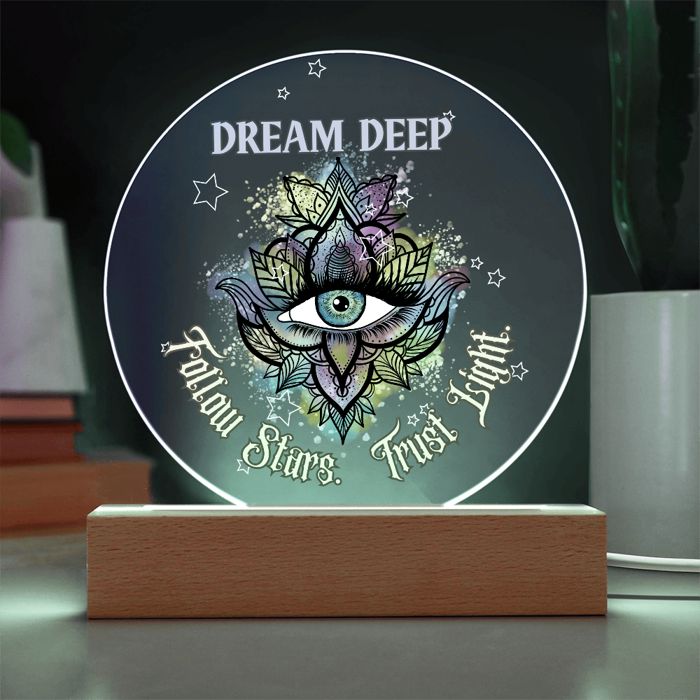 Dream Deep – Follow Stars. Trust Light. | Boho Visionary Acrylic Plaque Gift