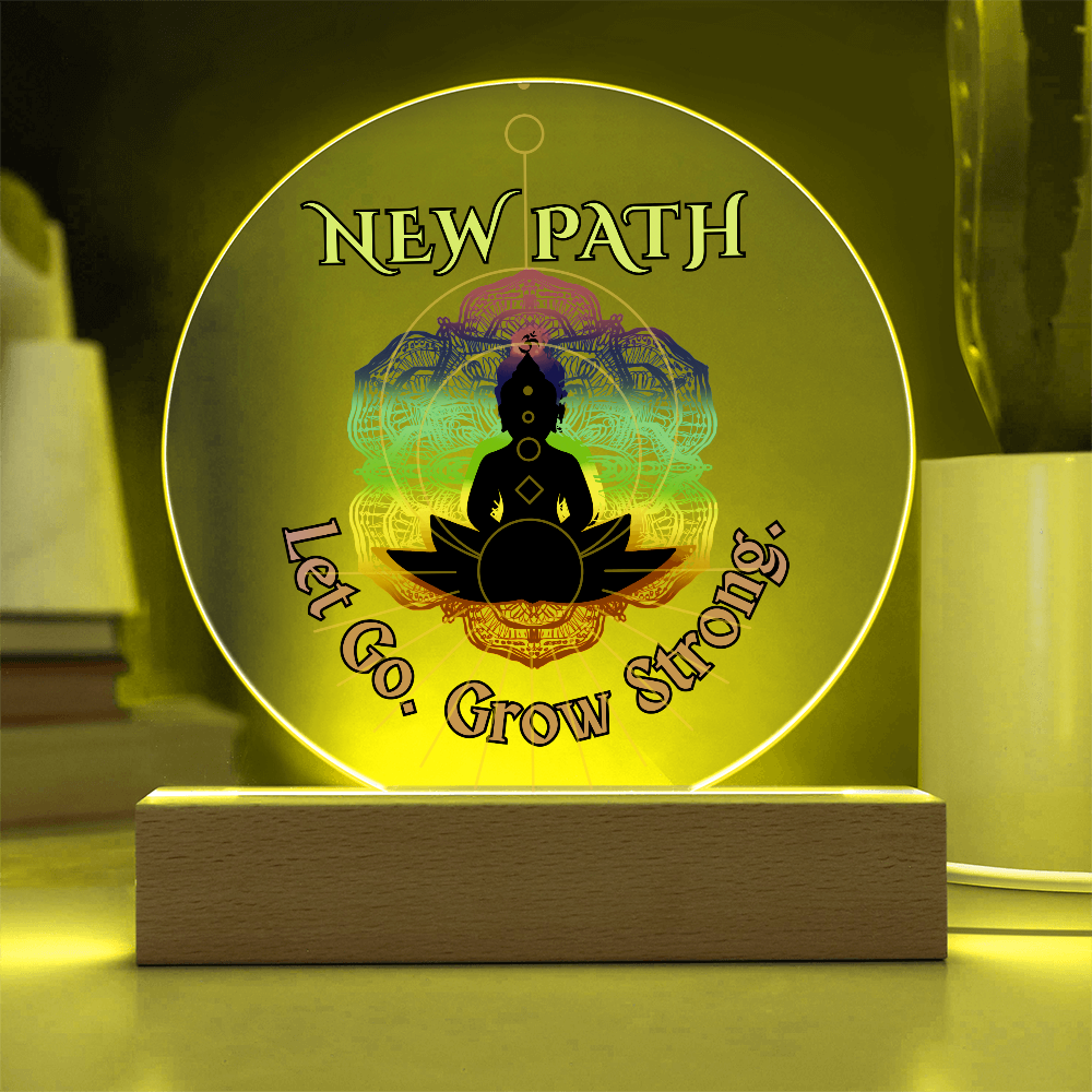 New Path Buddha Plaque – Let Go Grow Strong Rainbow Chakra Decor