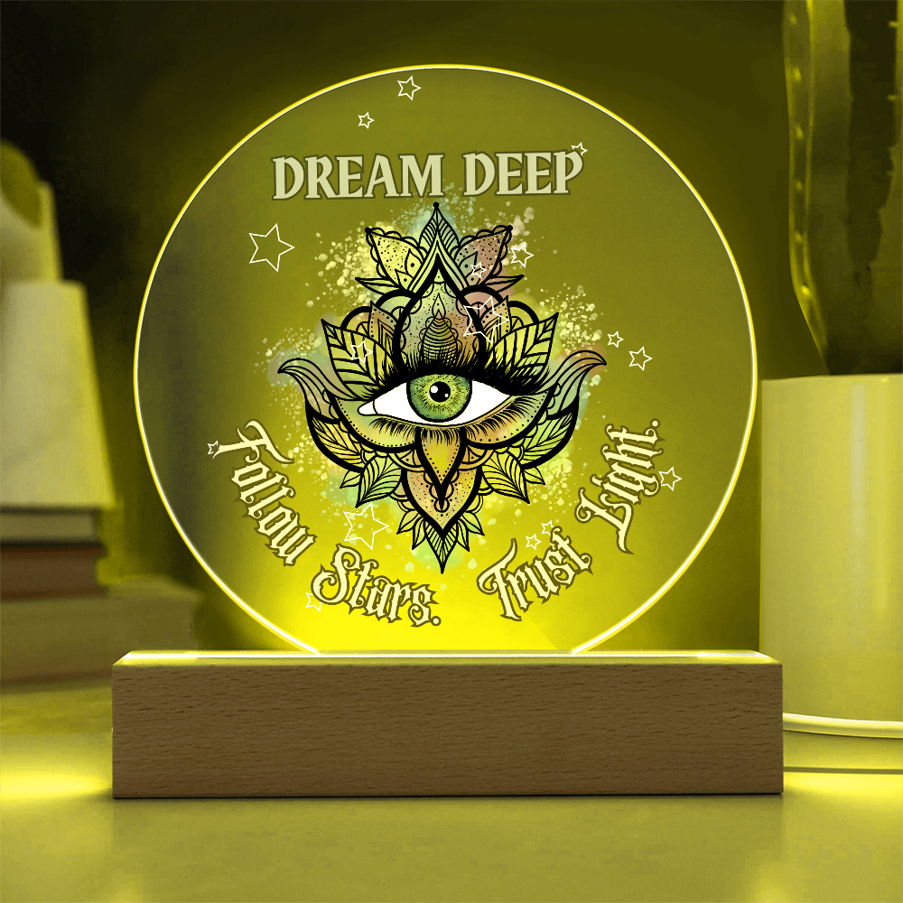 Dream Deep – Follow Stars. Trust Light. | Boho Visionary Acrylic Plaque Gift
