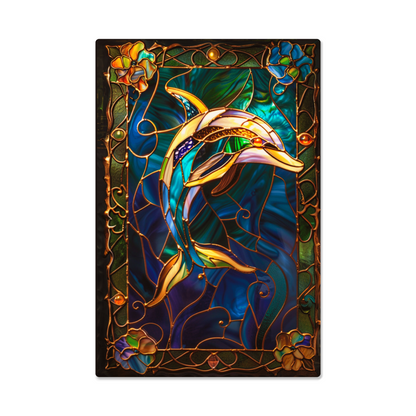 Dolphin – Stained Glass Style Metal Wall Art
