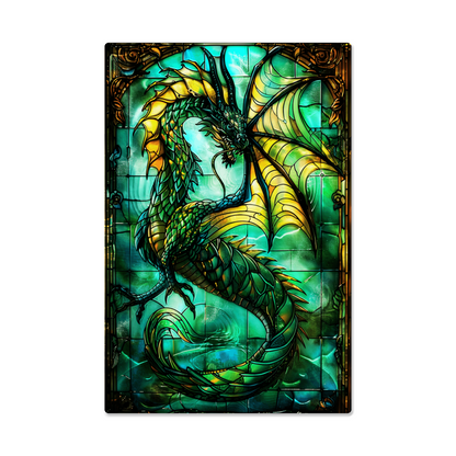 Sea Dragon – Stained Glass Style Metal Wall Art