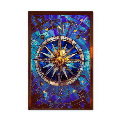 Celestial Compass – Stained Glass Style Metal Wall Art
