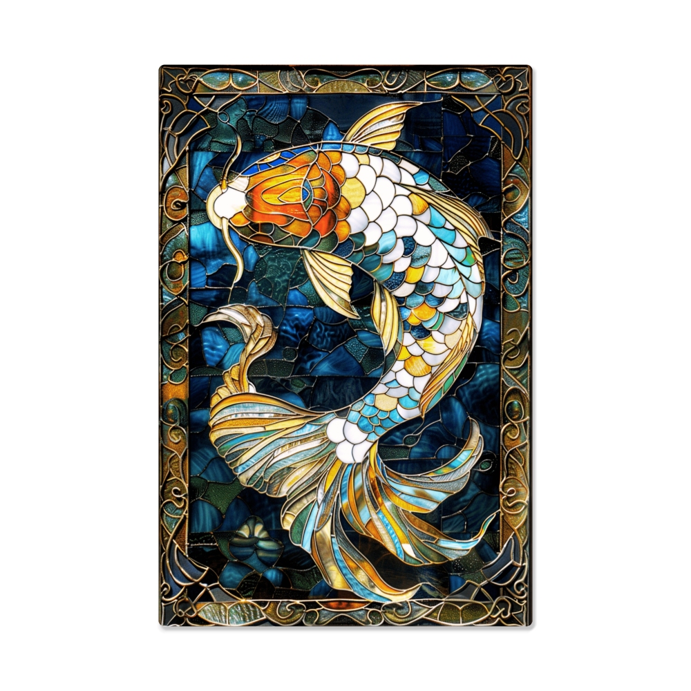 Koi Fish – Stained Glass Style Metal Wall Art