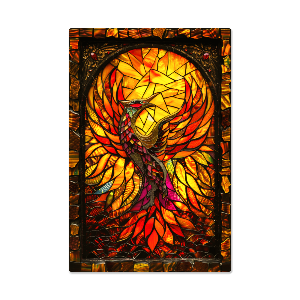 Rising Phoenix – Stained Glass Style Metal Wall Art