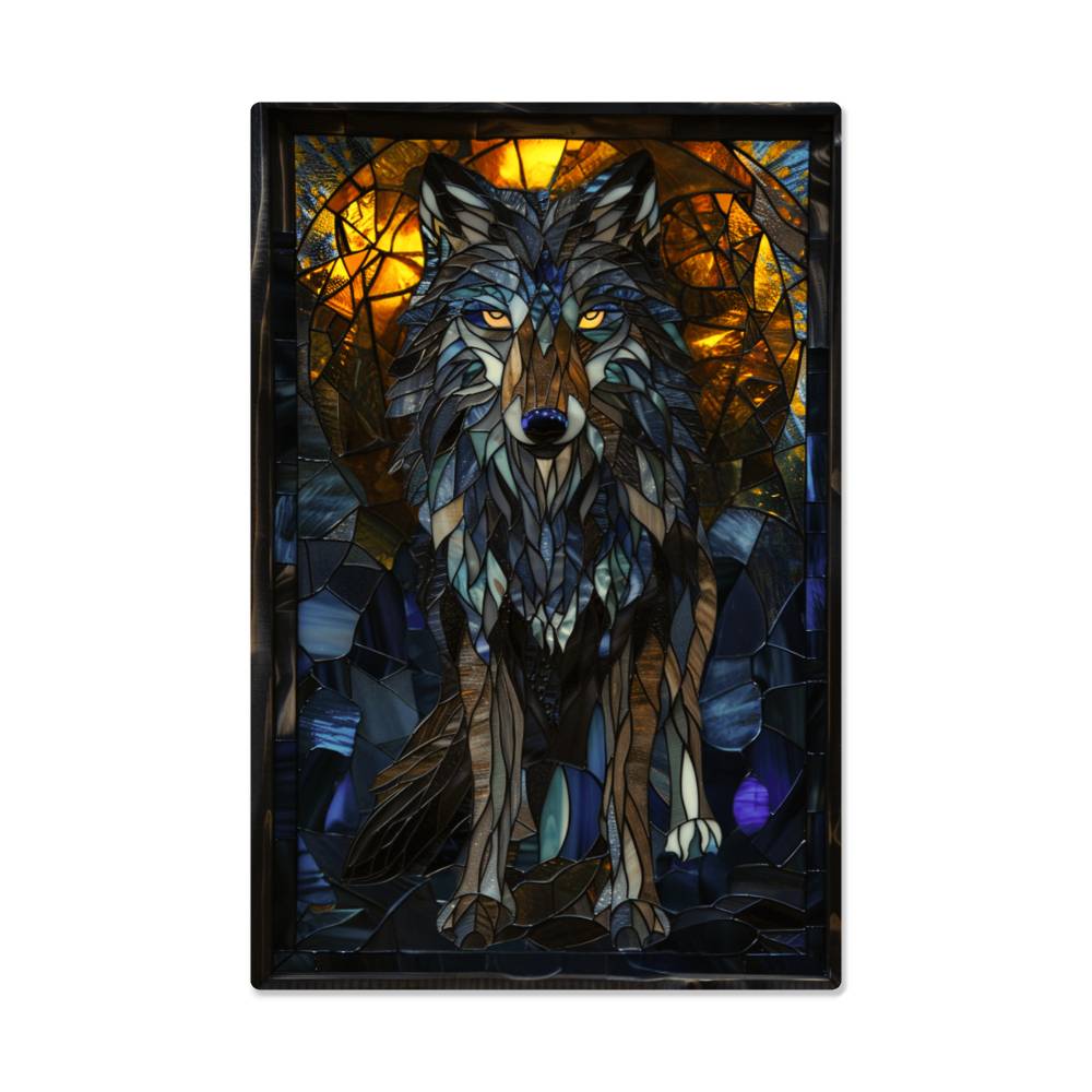 Wolf – Stained Glass Style Metal Wall Art
