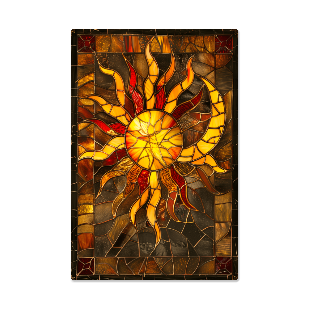 Sun & Moon – Stained Glass Style Metal Wall Art