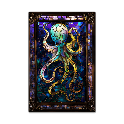 Octopus – Stained Glass Style Metal Wall Art