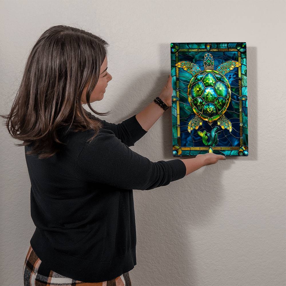 Sea Turtle – Stained Glass Style Metal Wall Art