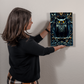 Noctyra | Owl Metal Wall Art – High Gloss Print with Ornate Gothic Frame (Not 3D Embossed)