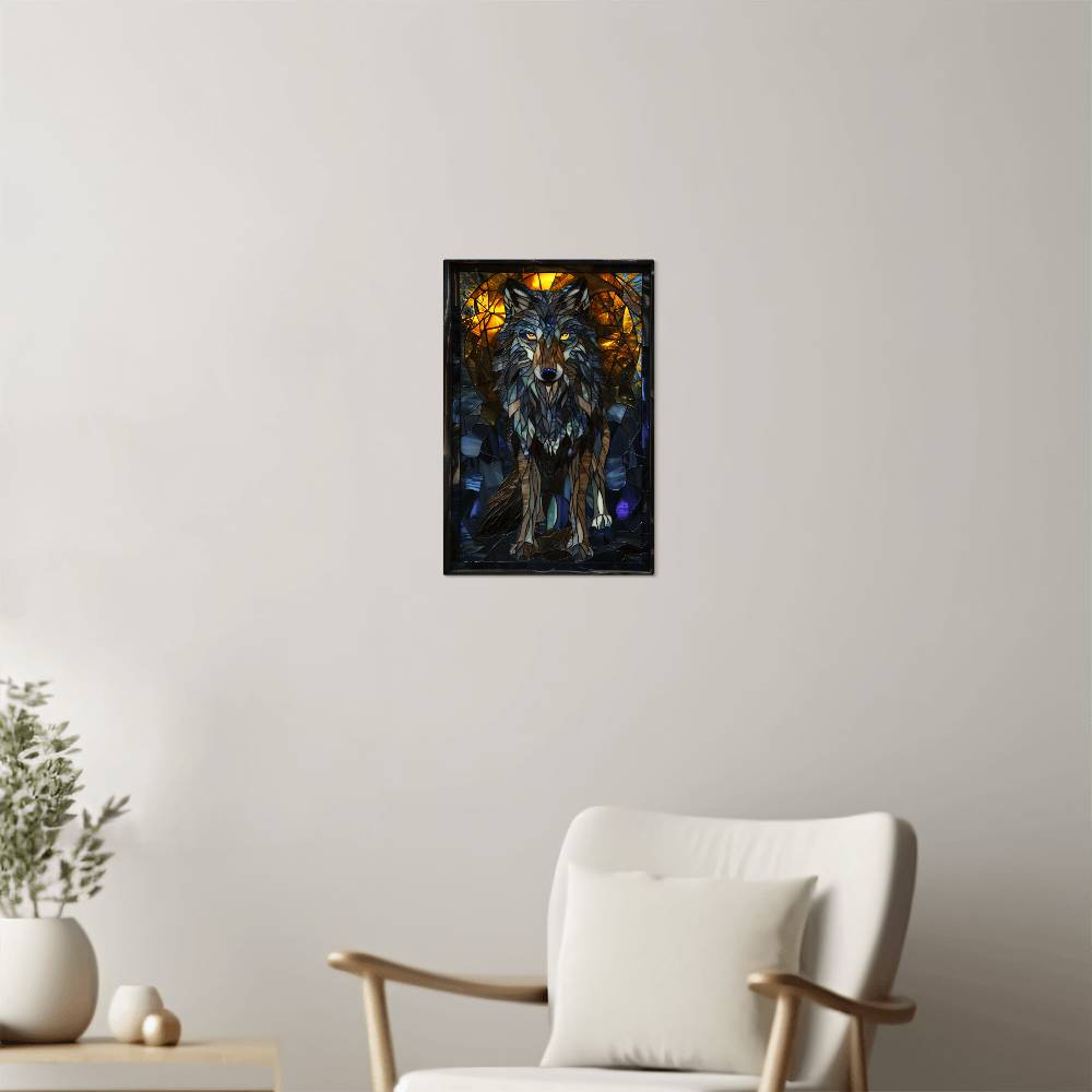 Wolf – Stained Glass Style Metal Wall Art
