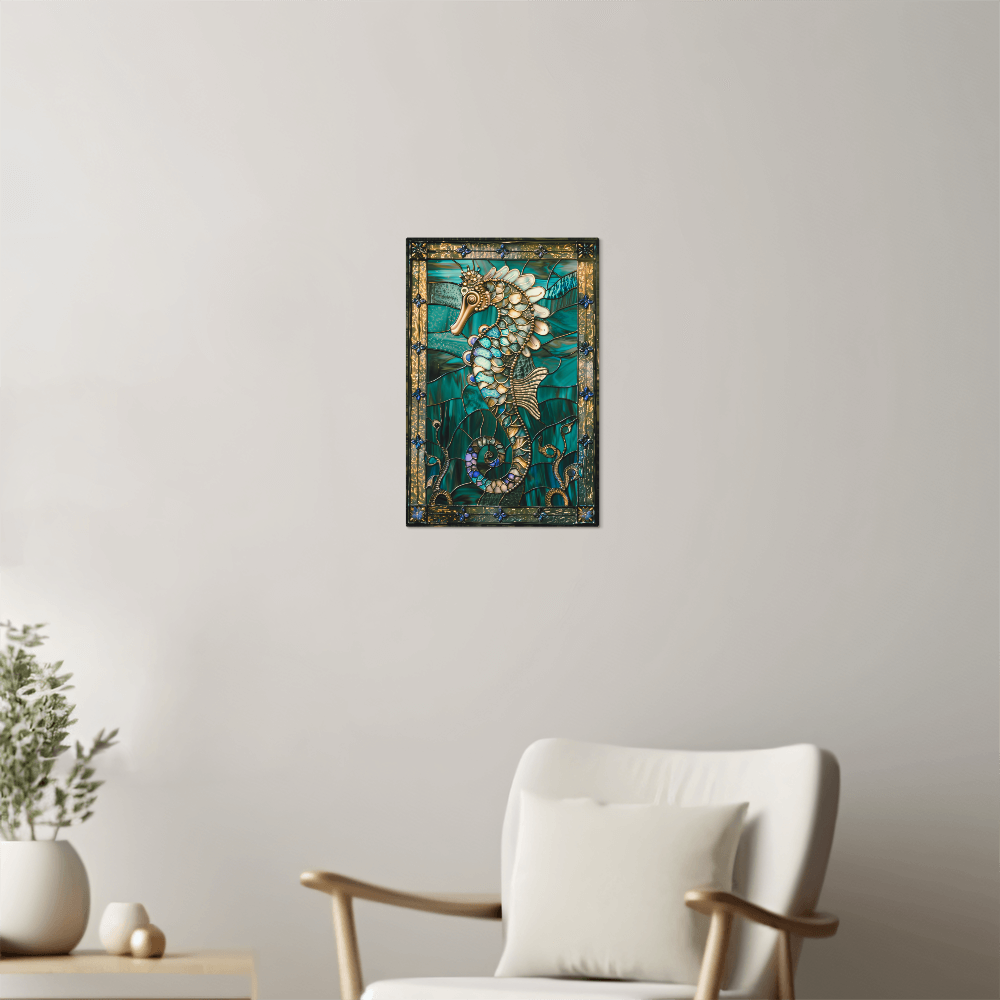 Seahorse – Stained Glass Style Metal Wall Art