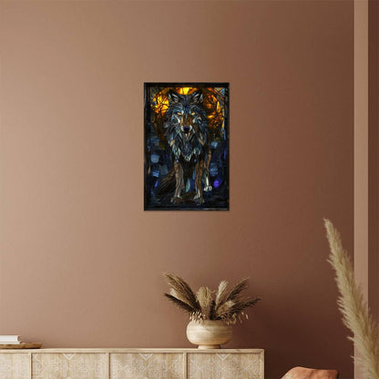 Wolf – Stained Glass Style Metal Wall Art