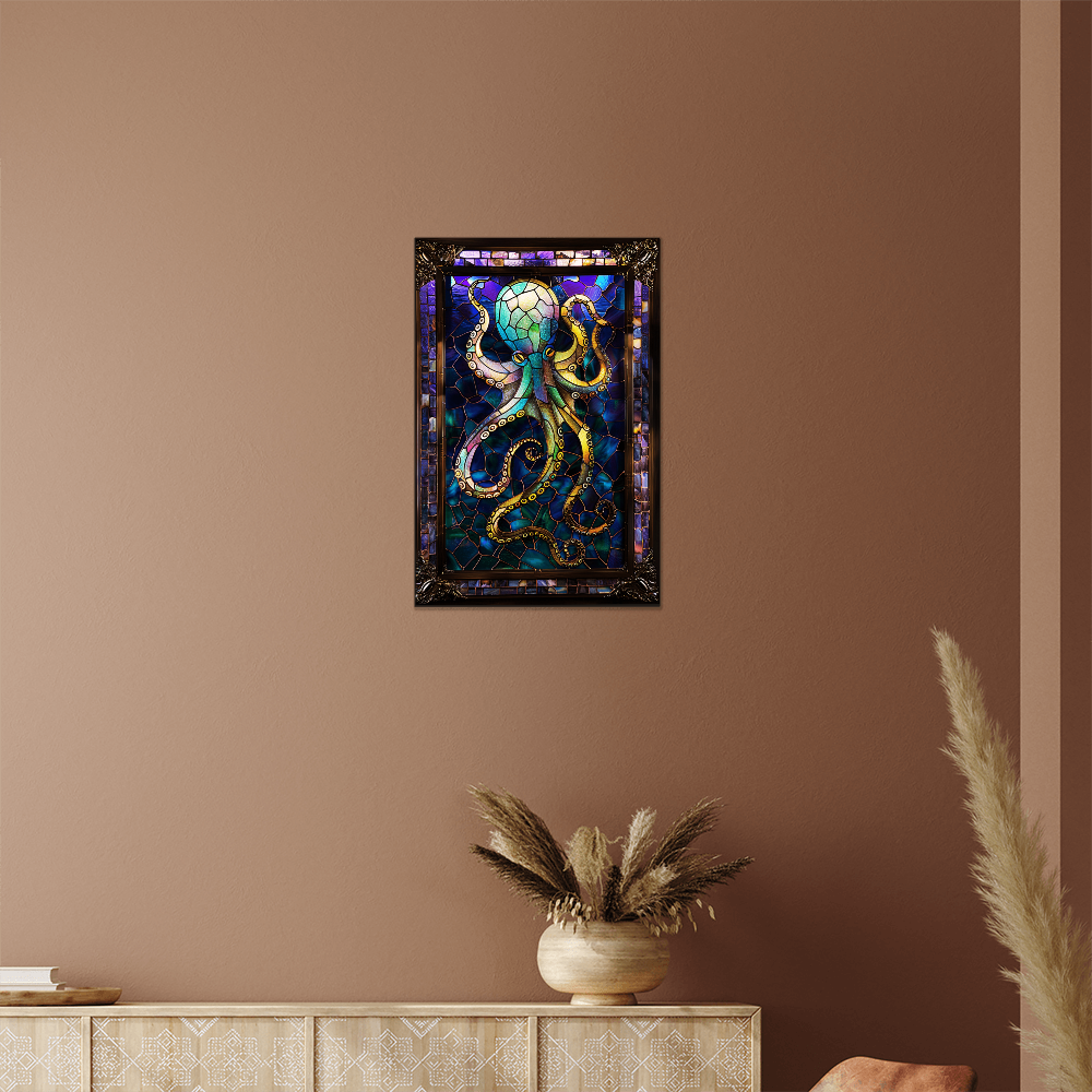 Octopus – Stained Glass Style Metal Wall Art