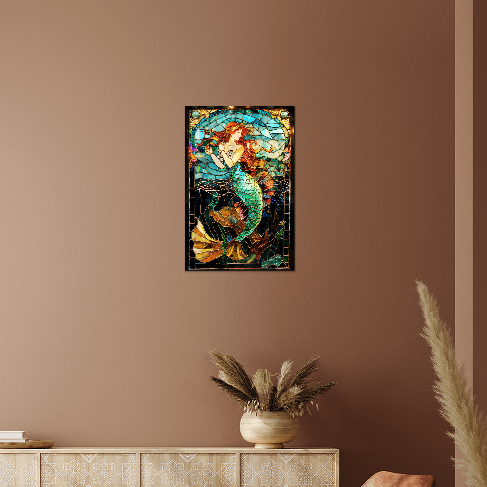 Mermaid – Stained Glass Style Metal Wall Art