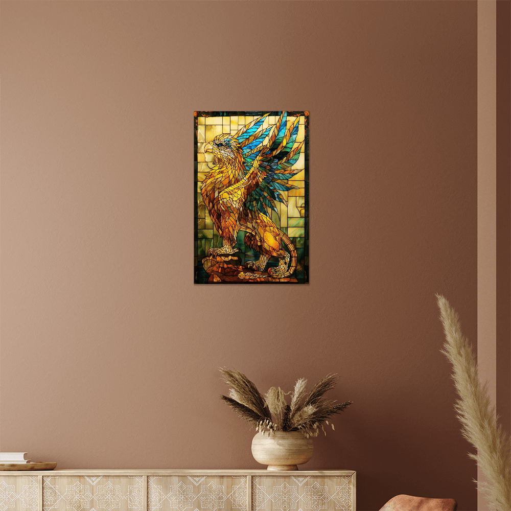 Griffin – Stained Glass Style Metal Wall Art