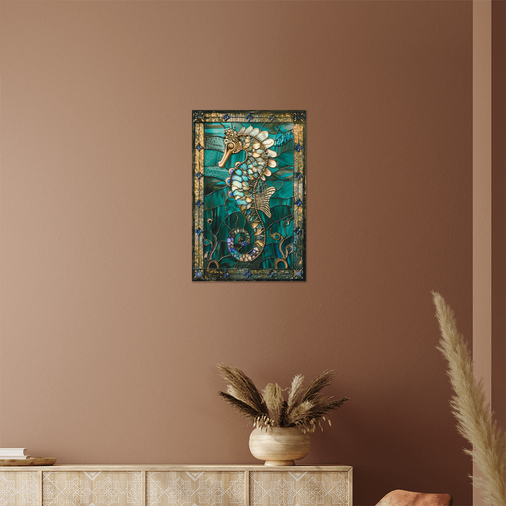 Seahorse – Stained Glass Style Metal Wall Art