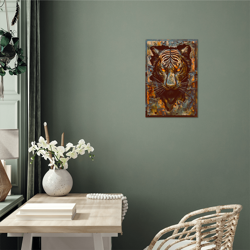 Rhaegor | Tiger Metal Wall Art – High Gloss Print with Embossed-Style Detail (Not 3D)