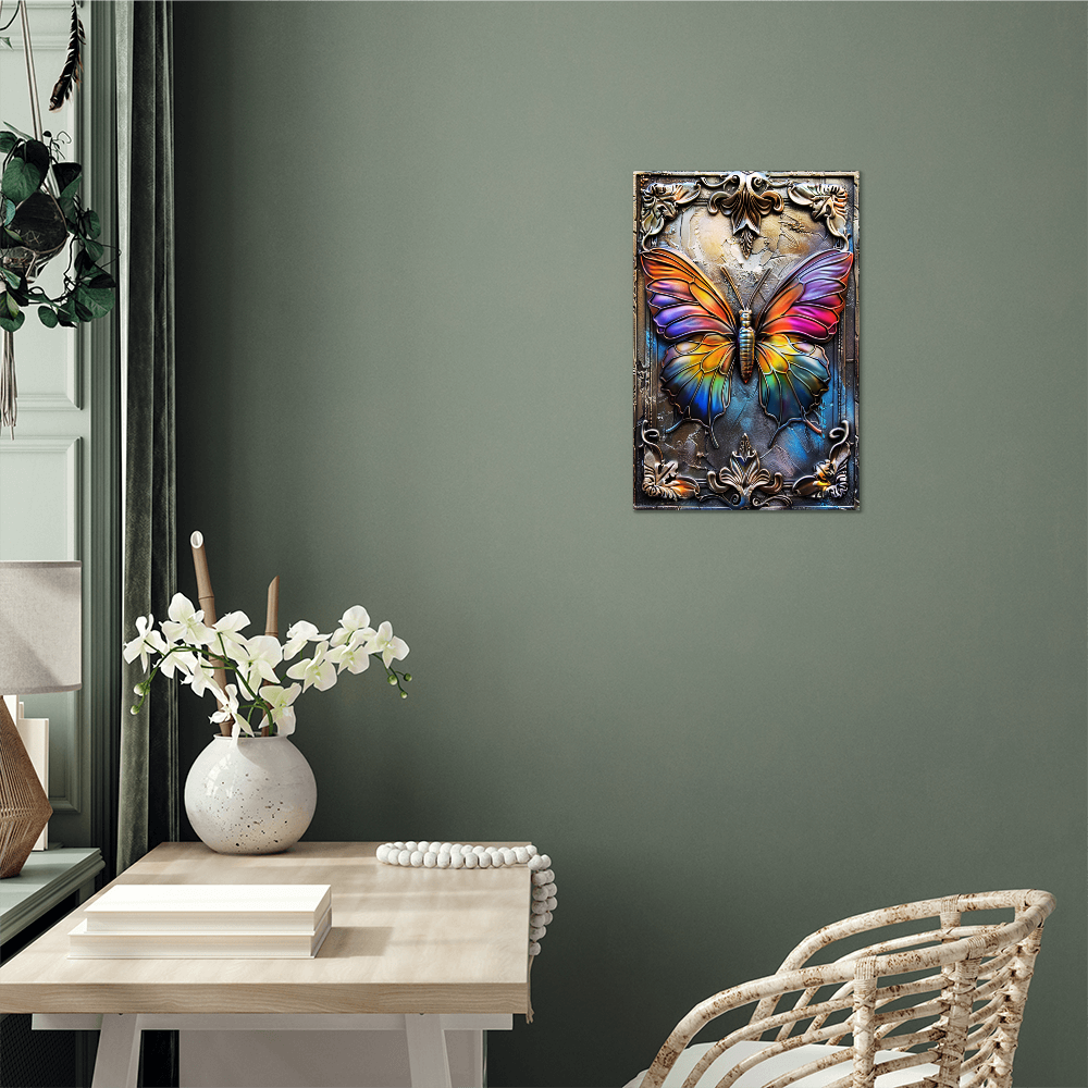 Lunessa | Butterfly Metal Wall Art – Floating Dimensional Print on Aluminum | Boho Symbolic Home Decor with Hanging Hardware(Not 3D)