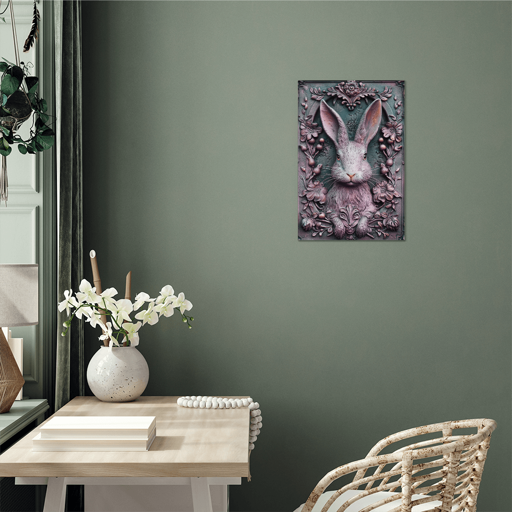 Thistelle | Rabbit Metal Wall Art – High Gloss Print with Embossed-Style Detail (Not 3D)