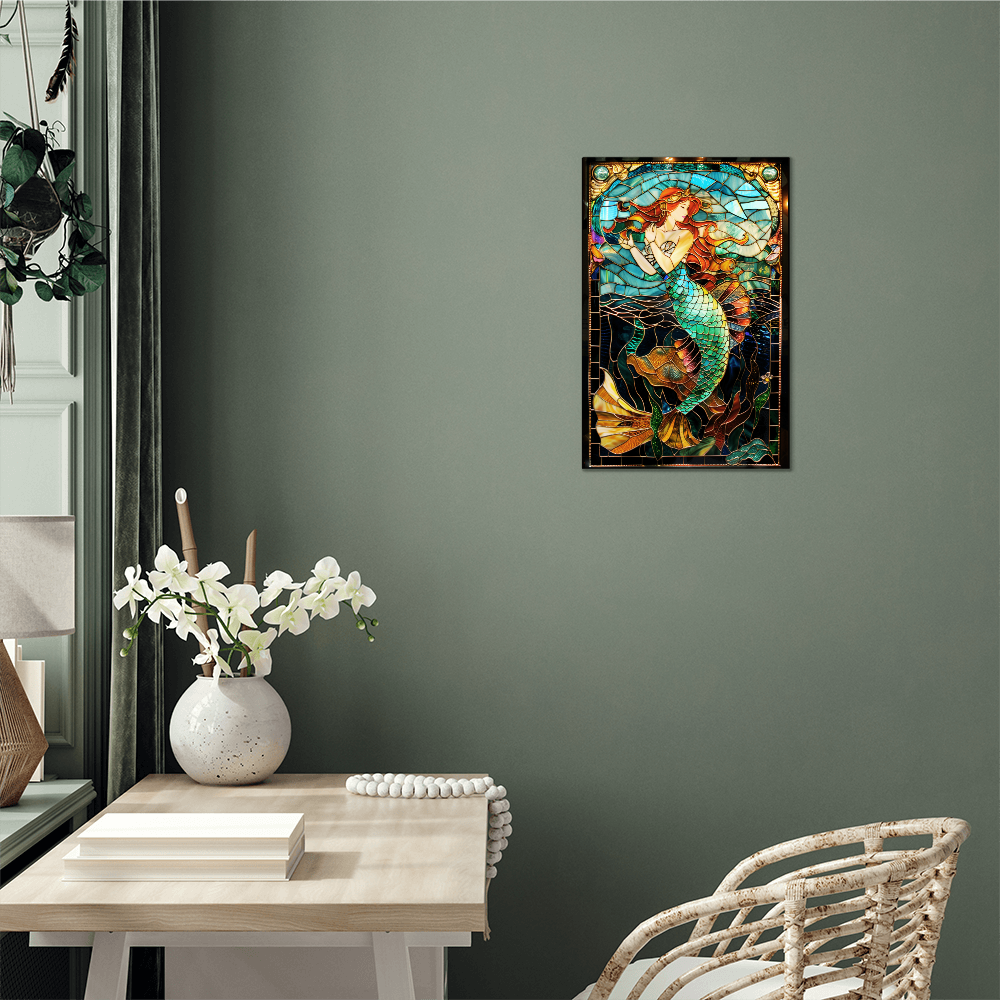 Mermaid – Stained Glass Style Metal Wall Art