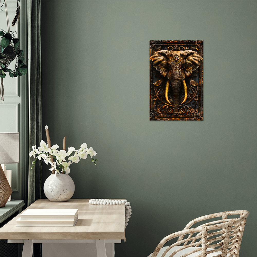 Aurembra | Elephant Metal Wall Art – High Gloss Print with Embossed-Style Detail (Not 3D)